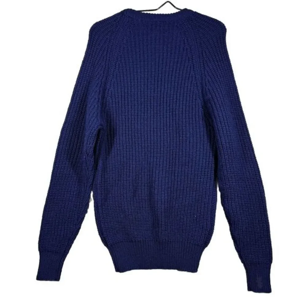 J Crew Sweater Mens Small Blue 100% Wool‎ Grandpa Dad VTG 90s